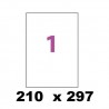 ETIQUETTES ADHESIVES 210 x 297 MM 100 FEUILLES BLANC