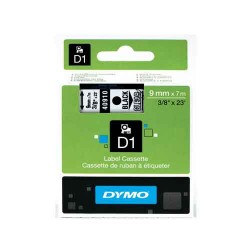 Ruban D1 DYMO 12mm x 7m Noir / Transparent