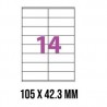 ETIQUETTES ADHESIVES 105 x 42,3 MM 100 FEUILLES BLANC