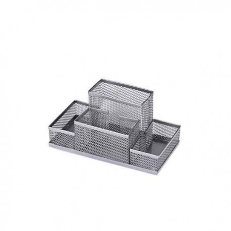 Organisateur de Bureau en Metal - 4 Compartiments Gris