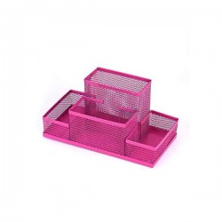 Organisateur de Bureau en Metal - 4 Compartiments Rose