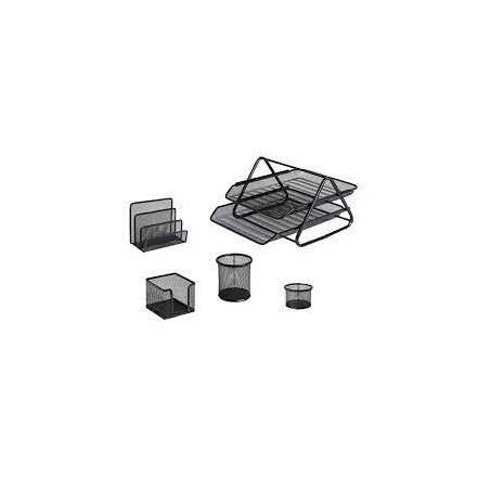 Ensemble de bureau métal mesh 5 piéces Noir