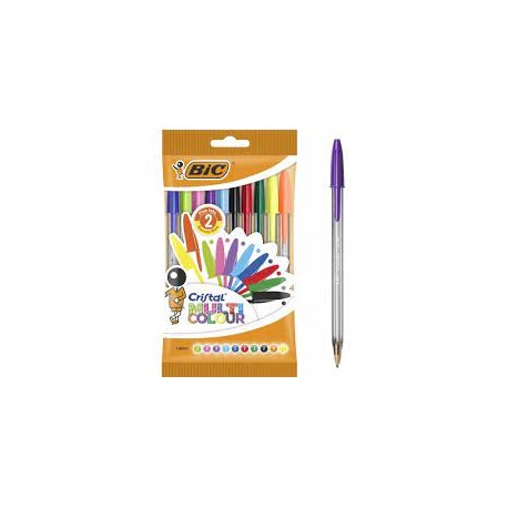 Pochette 10 stylos à bille BIC CRISTAL