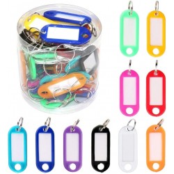BOITE DE 50 Porte-clés étiquettes en plastique colorés