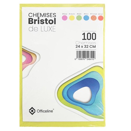 Paquet 100 Chemise Cartonnée Bristol 6 couleurs