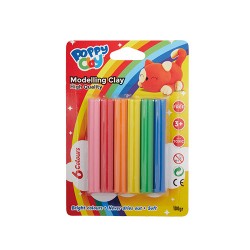 pâte à modeler de 6 couleurs POPPY CLAY 100GR