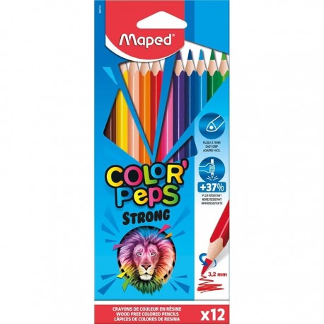 Paquet de 12 crayons de couleur MAPED "strong"