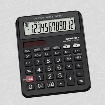 Calculatrice de bureau SHARP 12 Chiffres NOIR