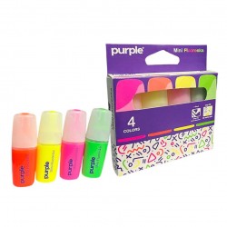 POCHETTE DE 4 MINI FLUO ASSORTIE PURPLE