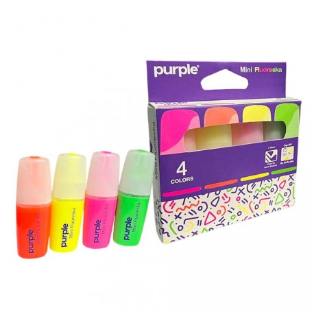 POCHETTE DE 4 MINI FLUO ASSORTIE PURPLE