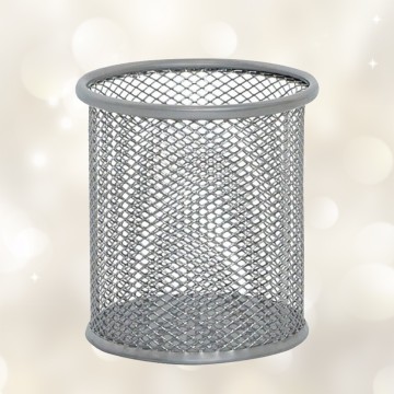 Pot à Stylo Rond Maille 802 Métal SILVER