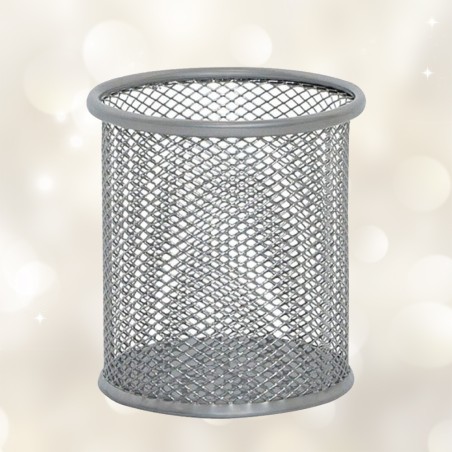 Pot à Stylo Rond Maille 802 Métal SILVER