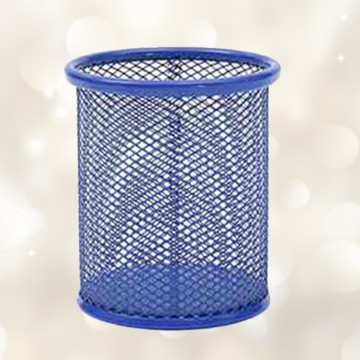 Pot à Stylo Rond Maille 802 Métal Bleu