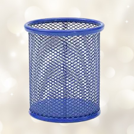 Pot à Stylo Rond Maille 802 Métal Bleu