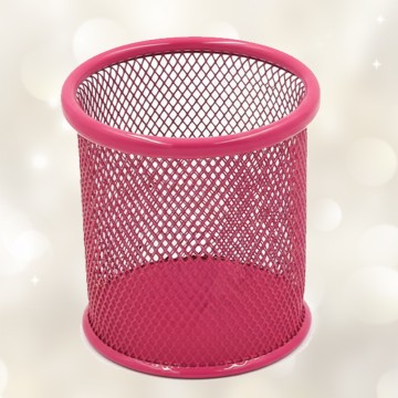 Pot à Stylo Rond Maille 802 Métal Rose