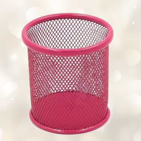 Pot à Stylo Rond Maille 802 Métal Rose