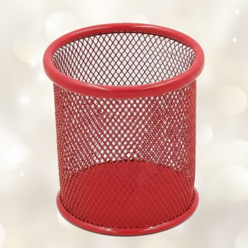Pot à Stylo Rond Maille 802 Métal Rouge