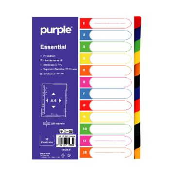 Intercalaire De Séparation  12 Positions A4 Coloré