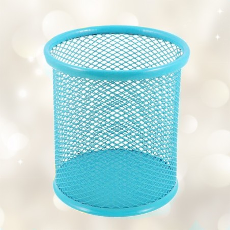 Pot à Stylo Rond Maille 802 Métal Bleu Ciel