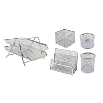 Ensemble de bureau métal 5 pièces Gris