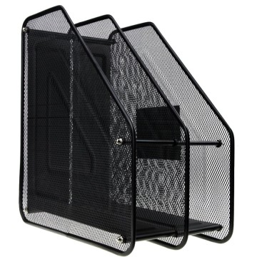 Porte revue métal 2 compartiments noir