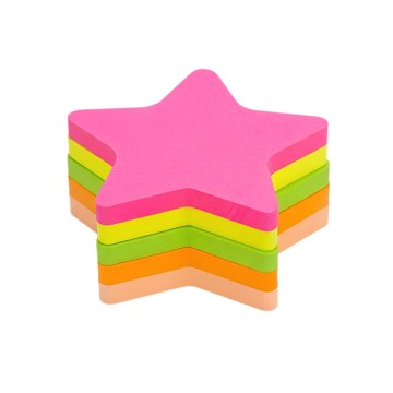 Stick notes fluo étoile 100 feuilles 5 couleurs