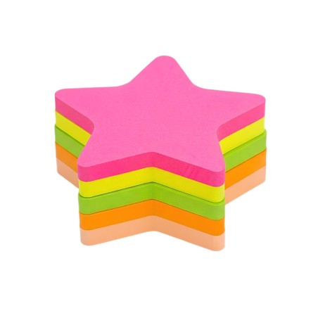 Stick notes fluo étoile 100 feuilles 5 couleurs