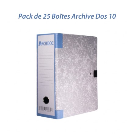 Pack de 25 Boîte d'archive Cartonné dos 10cm