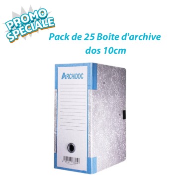 Pack de 25 Boîte d'archive Cartonné dos 10cm
