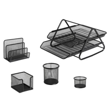 Ensemble de bureau métal mesh 5 piéces Noir