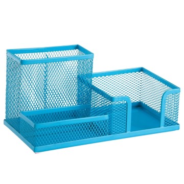 Organisateur de Bureau en Métal - 3 Compartiments Bleu ciel