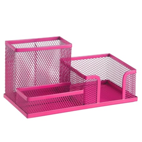 Organisateur de Bureau en Métal - 3 Compartiments Rose