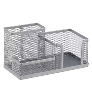 Organisateur de Bureau en Métal - 3 Compartiments Gris