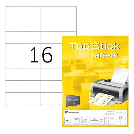 Étiquettes Adhésives 105 x 37 MM 100 Feuilles Blanc Top Stick