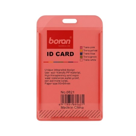 Porte Badge Rouge Transparent 9 x 6cm Portrait