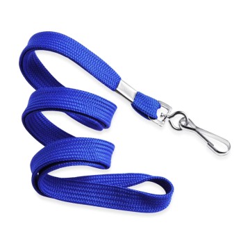 Cordon Pour Badge 10 mm Avec Mousqueton Bleu