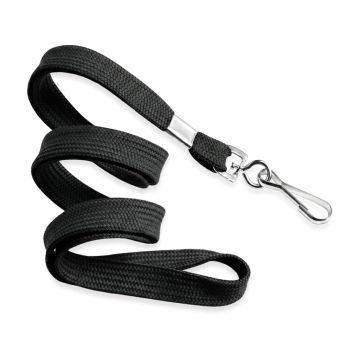 Cordon Pour Badge 10 mm Avec Mousqueton Noir