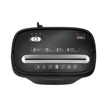 Destructeur de Papier A4 Deli E9947  8 Feuilles - 15 Litres