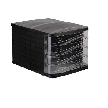 Bloc Tiroirs 4 étage ARK / Noir & Transparent