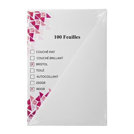 Rame Page de Garde Bristol A4 g/m² 100 Feuilles Blanc