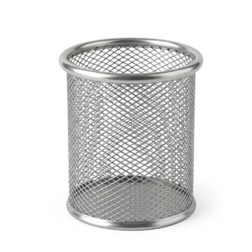Pot à Stylo Rond Maille 802 Métal SILVER