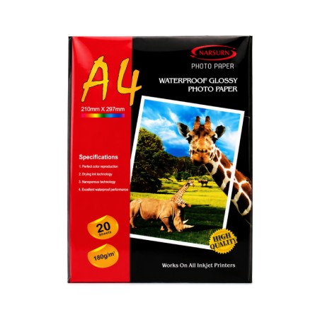 Papier Photo Brillant A4 Narsurn 180g/m² Blanc