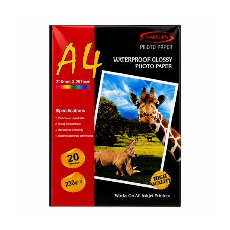 Papier Photo Brillant A4 Narsurn 230g/m² Blanc