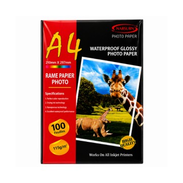 Papier Photo Brillant A4 Narsurn 115g/m² Blanc