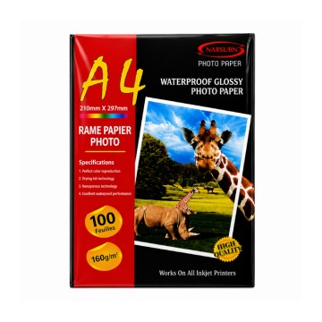 Papier Photo Brillant A4 Narsurn 160g/m² Blanc