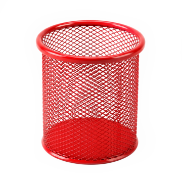 Pot à Stylo Rond Maille 802 Métal Rouge