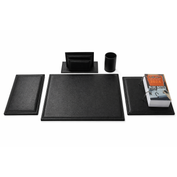 Ensemble de Bureau Luxe en simili cuir 5 pièces Noir