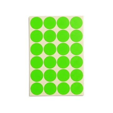 Étiquettes Ronde 20 mm Vert Fluo