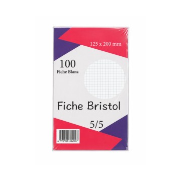 Fiche Bristol A5 100 Fiche Blanc