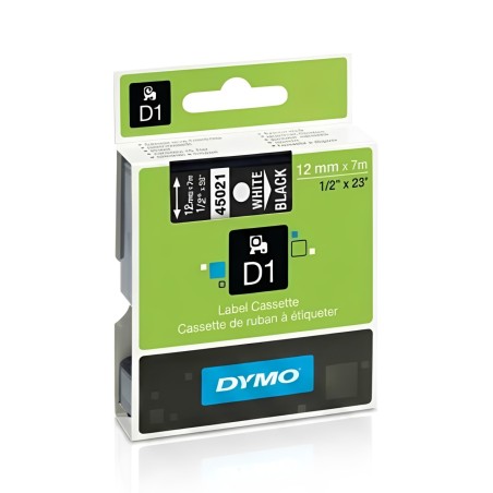 Ruban D1 DYMO 9mm x 7m Noir / Blanc